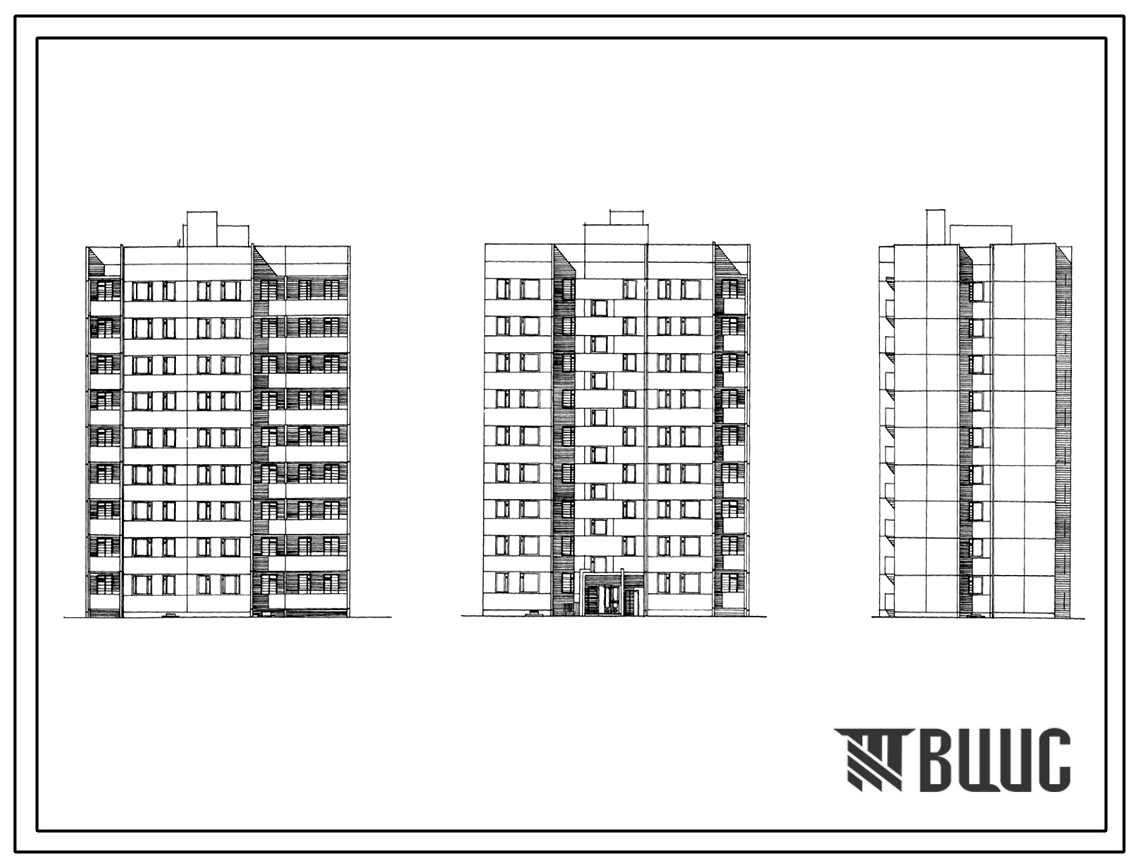 Типовой проект 88-023/1.2 9-этажная торцевая левая блок-секция 2Б.2Б.3Б.4Б на 36 квартир. Для строительства во 2В климатическом подрайоне Белорусской ССР.