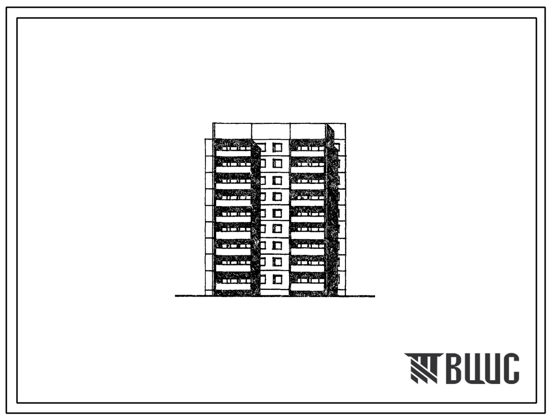 Фасады Типовой проект 75-010/1.2 Блок-секция 9-этажная 36 квартирная угловая левая 2Б-2Б-3Б-3А