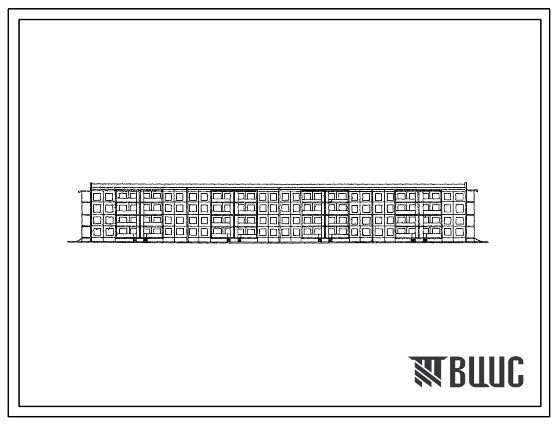 Фасады Типовой проект 1Уз-500ТСП-6 Крупнопанельный четырехэтажный восьмисекционный жилой дом на 72 квартиры (однокомнатных 1Б-16, двухкомнатных 2Б-32, трехкомнатных 3Б-24) с шагом поперечных стен 2,7 и 3,3 м для строительства в 4А климатическом подрайоне Туркмен