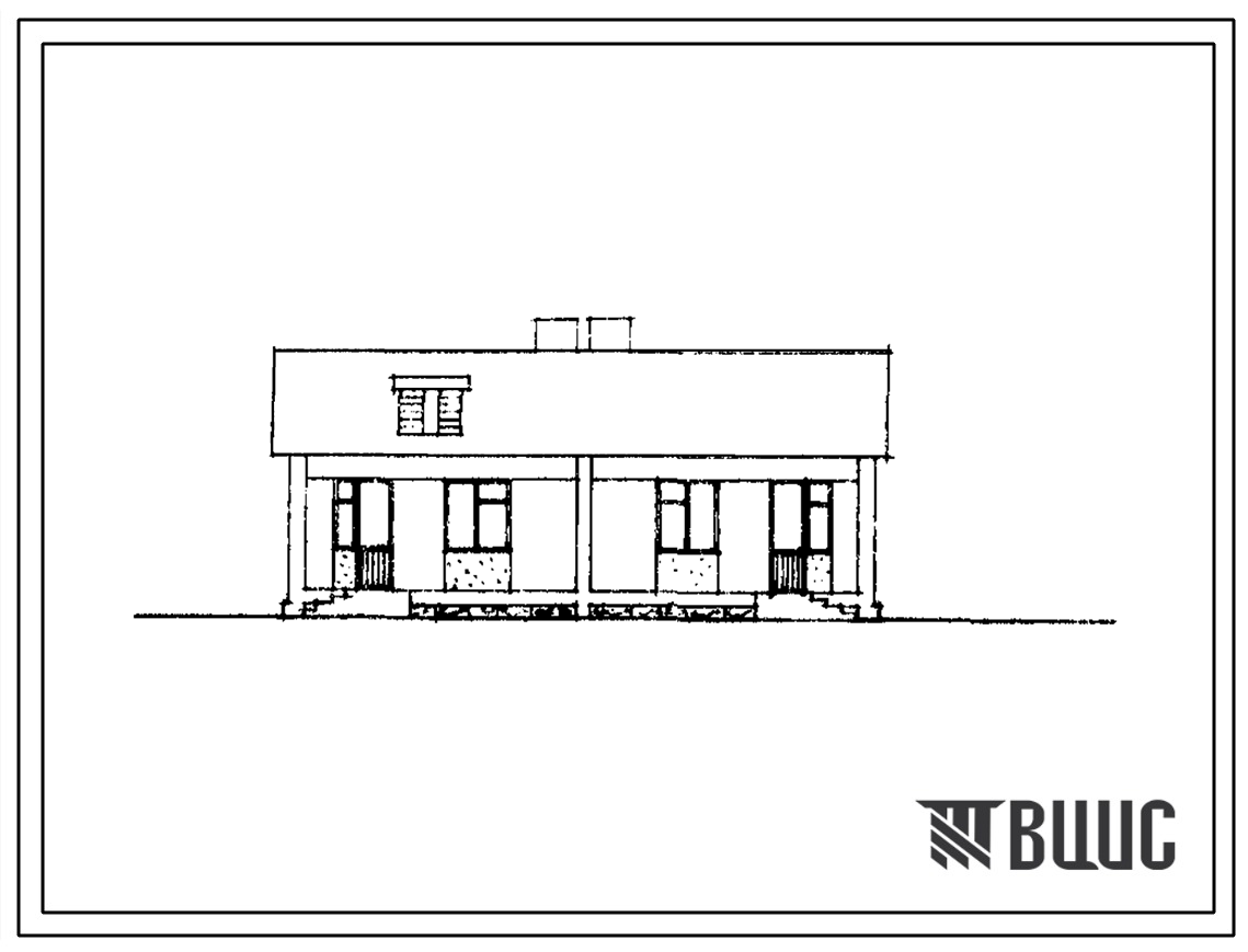 Типовой проект 183-18-15с Одноэтажный дом сна 2 двухкомнатные квартиры типа 2Б. Для строительства в 3В климатическом подрайоне, 4 климатическом районе Армянской ССР сейсмичностью 7 и 8 баллов