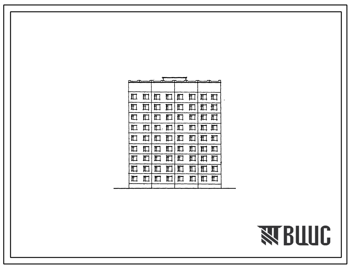 Фасады Типовой проект 135-0156/1.2 9-этажная блок-секция общежития для рабочих и служащих на 192 места с ячейками на 12 человек (с помещениями хозяйственно-бытового назначения в 1-ом этаже)