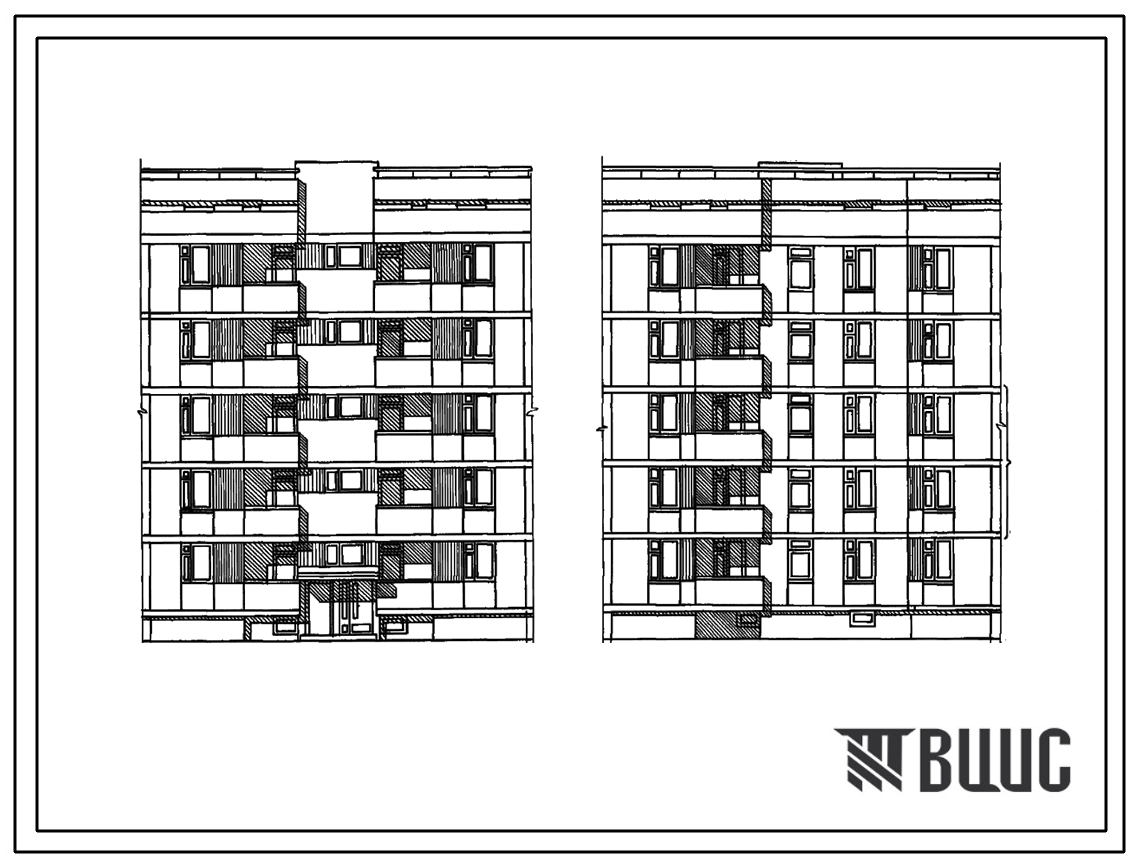 Типовой проект 126-061.84 Пятиэтажная блок-секция рядовая с торцевыми окончаниями на 15 квартир. Для строительства в городах и поселках городского типа