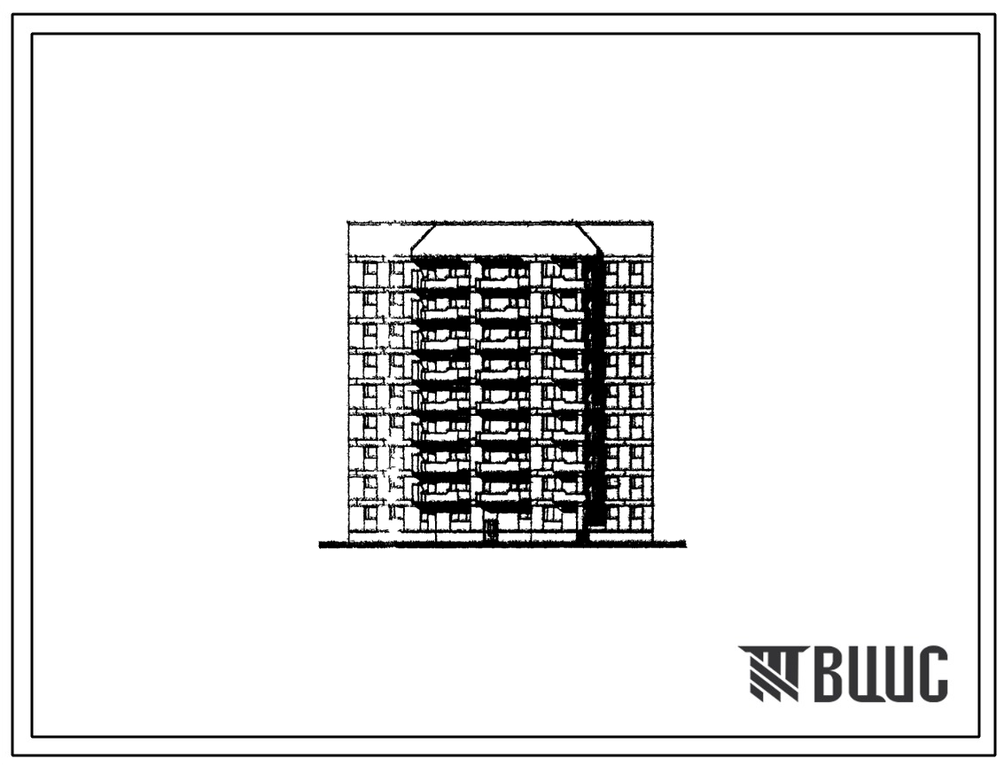 Фасады Типовой проект 123-026м Блок-секция девятиэтажная 44-квартирная торцевая правая 1Б.2Б.3А.3А.3Б.