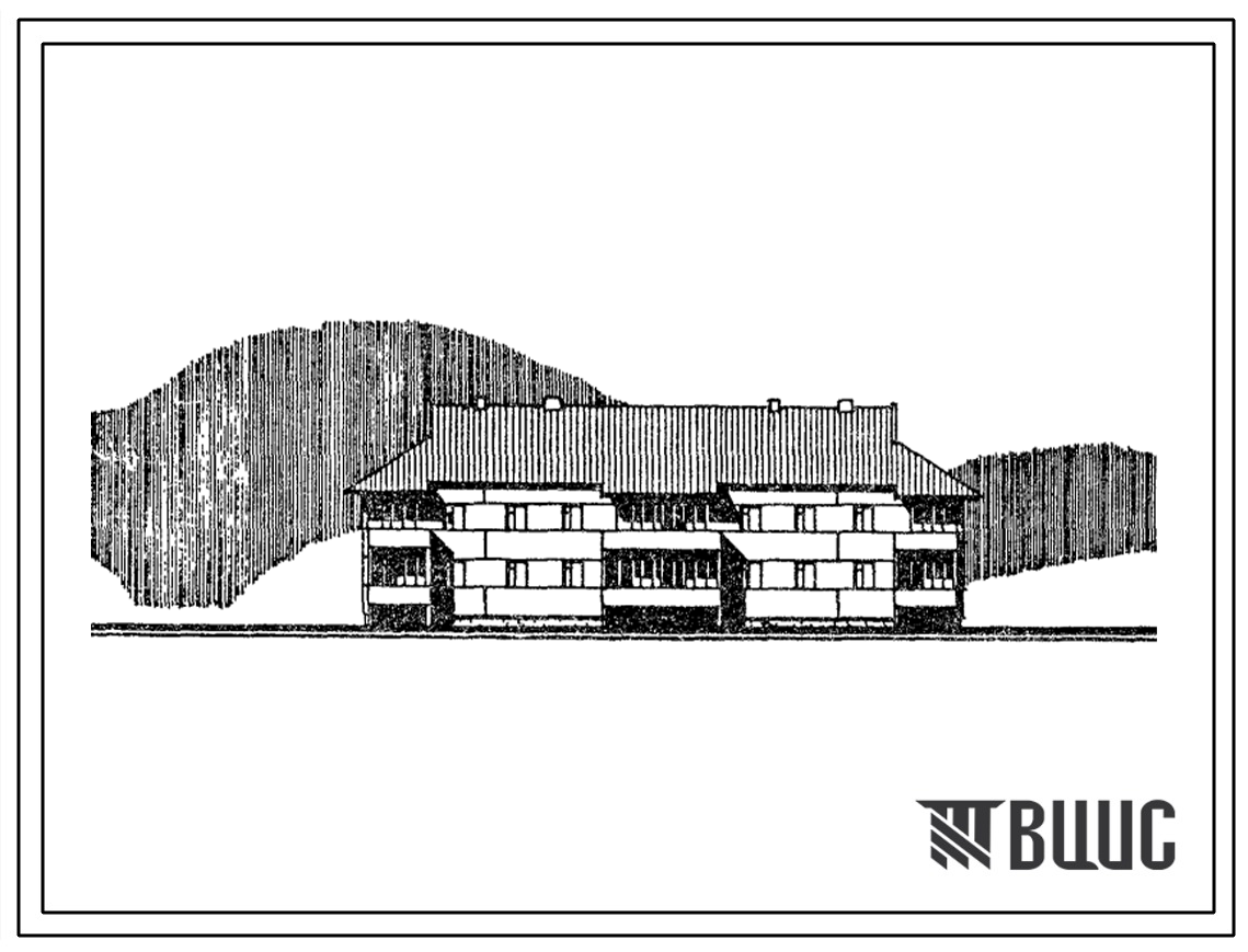 Фасады Типовой проект 111-26-113.1.13.87 2-этажный 2-секционный 8-квартирный жилой дом /для строительства в УССР/
