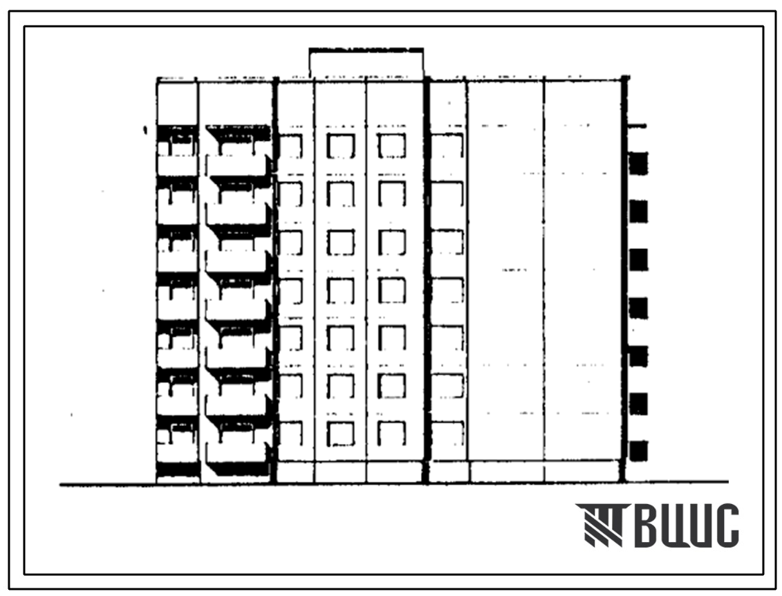 Фасады Типовой проект 90-0301.3.13.90 Блок-секция 7-этажная 28-квартирная Т-образная правая 3-3-4-4 (для строительства в г. Омске и Омской области) Конструктивный вариант свайных фундаментов N=350 kH
