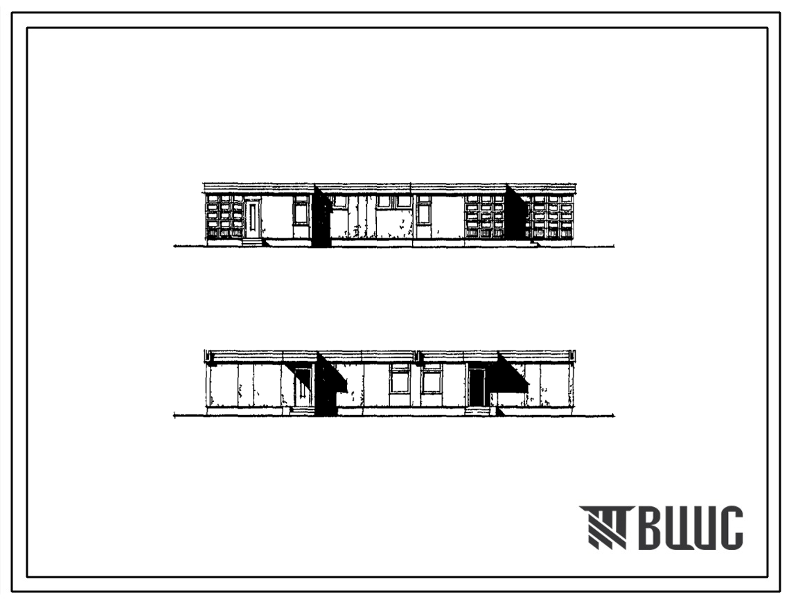 Типовой проект 183-126-48/1 Одноэтажный жилой дом с квартирами (двухкомнатных 2Б — 1, трехкомнатных 3Б — 1).