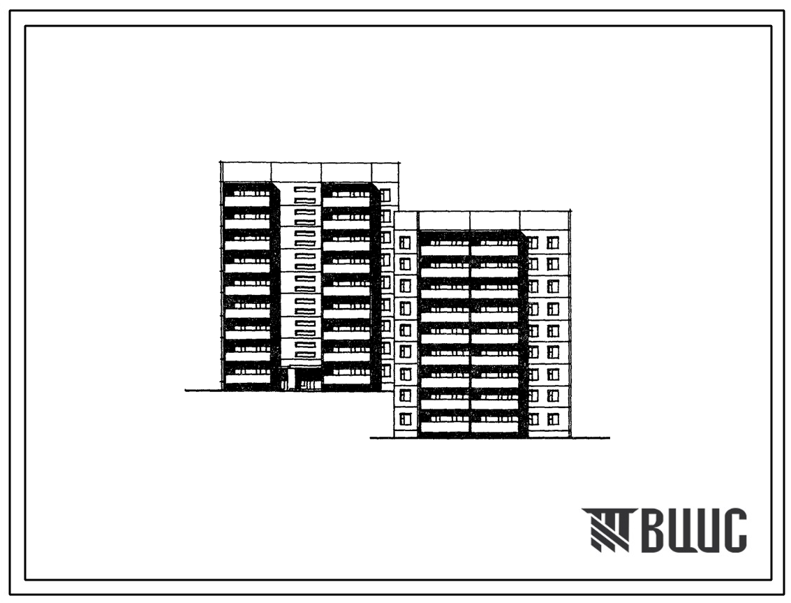 Фасады Типовой проект 75-026/1.2 Блок-секция 9-этажная 36-квартирная торцевая правая