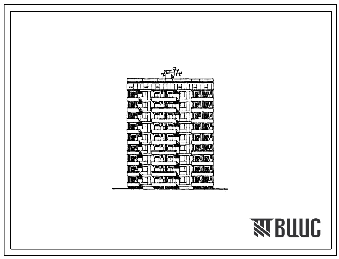 Фасады Типовой проект 67-039.87 Девятиэтажная  блок-секция рядовая  на 36 квартир 1, 2, 3, 3