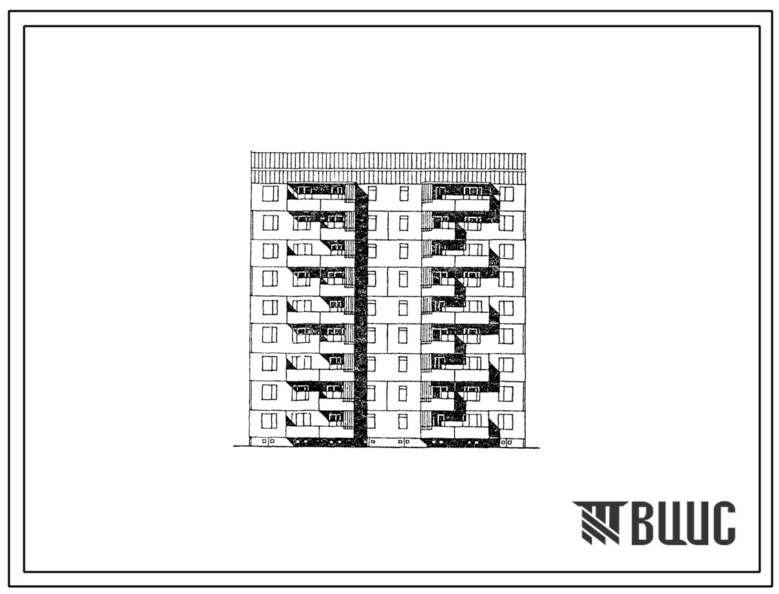 Фасады Типовой проект 179-03в.86 Блок-секция рядовая -торцевая 9-этажная 36-квартирная для Пантелеймоновского ЖБИ