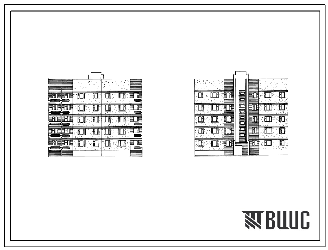 Фасады Типовой проект 152-06/1 5 этажная рядовая-торцевая блок-секция на 20 квартир 1Б-2Б-3Б-3Б