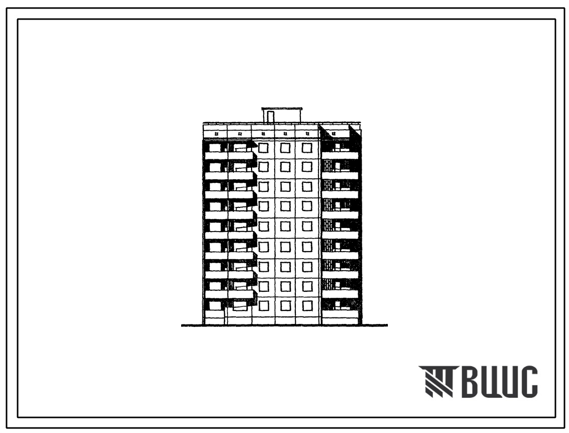 Фасады Типовой проект 94-046/1.2 Блок-секция угловая правая 9-этажная 36-квартирная 2Б-3А-3Б-3Б