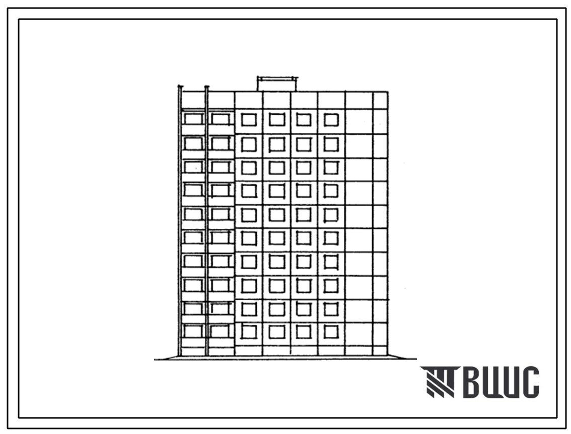 Типовой проект 121-0164.13.67 Блок-секция торцевая правая 10-этажная 40-квартирная 3-2-2-2 (для условий применения в Чувашской АССР)