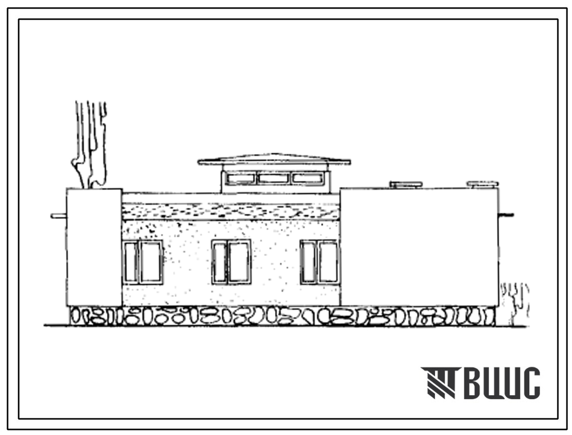 Типовой проект 184-40-58 Одноэтажный дом с шестикомнатной квартирой (правый). Для строительства в 4А и 4Г климатических подрайонах ККАССР
