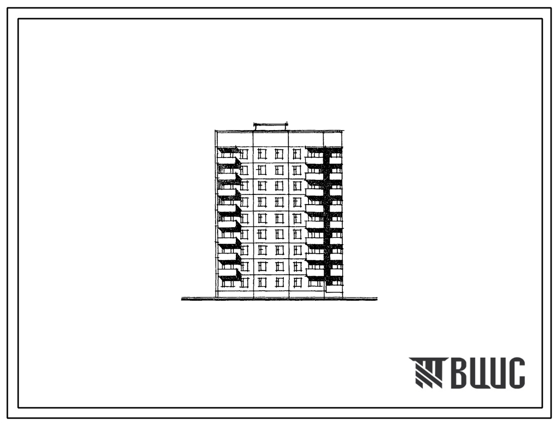 Типовой проект 135-027/1.2 Блок-секция 9-этажная 36 квартирная торцовая левая с рядовым окончанием 1Б-2Б-2Б-3Б
