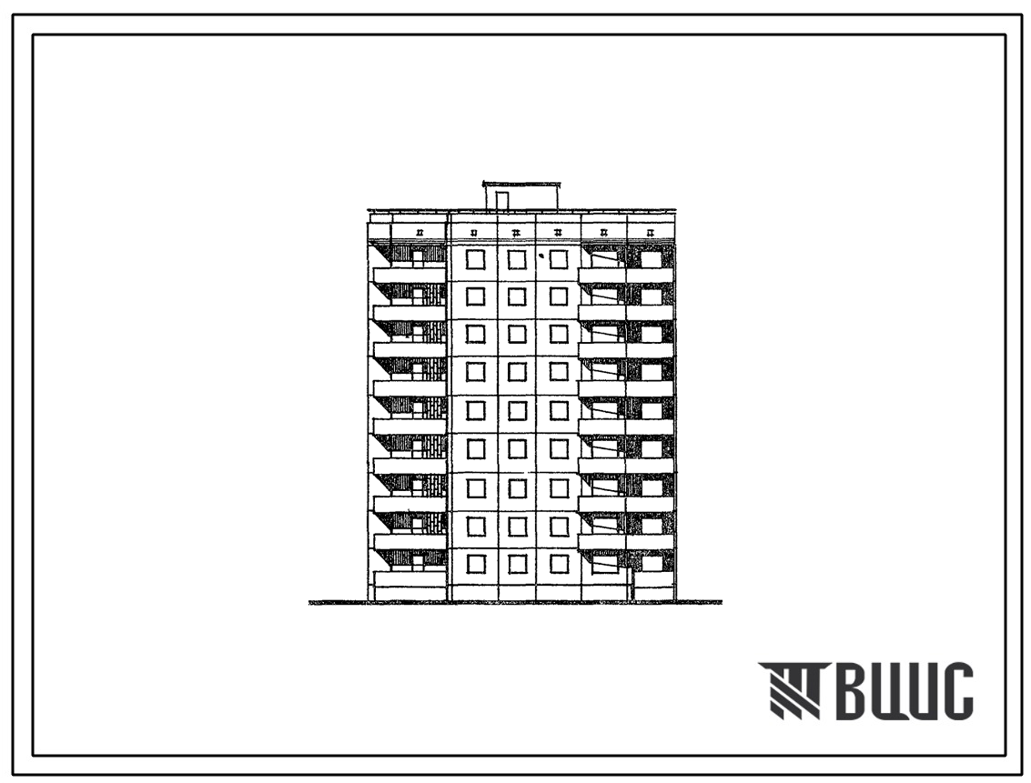 Фасады Типовой проект 94-045/1.2 Блок-секция угловая левая 9-этажная 36-квартирная 2Б-3А-3Б-3Б