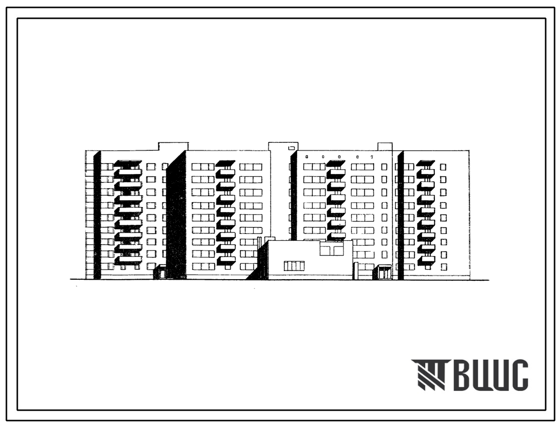 Фасады Типовой проект 164-87-122/1.2 9-этажное общежитие для рабочих и служащих на 608 человек (со стенами из кирпича)