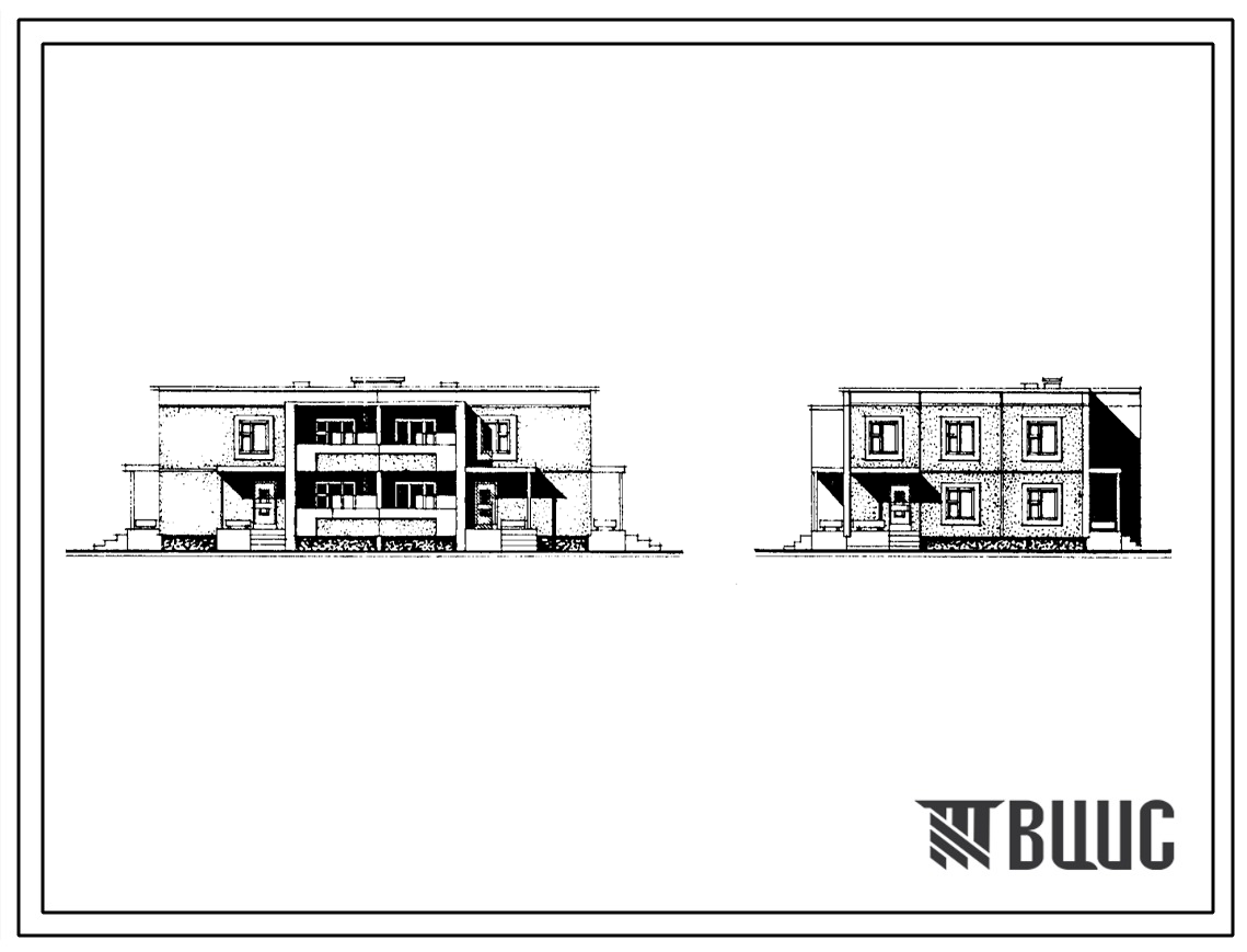 Типовой проект 171-210-42.86 Двухэтажный жилой дом на 4 трехкомнатные квартиры типа 3Б с раздельными входами в квартиры