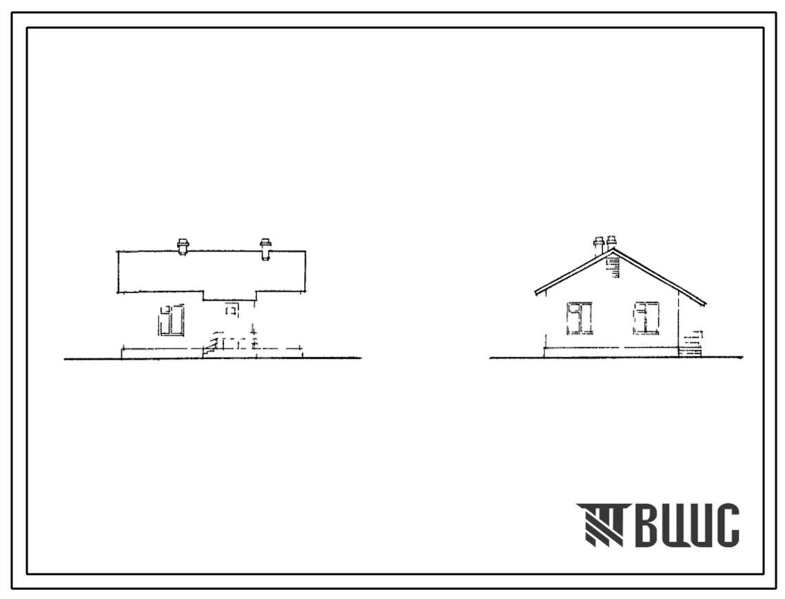 Типовой проект 186-000-8 Одноэтажный одноквартирный жилой дом с трехкомнатной квартирой типа 3Б для переселенцев (с брусчатыми стенами).