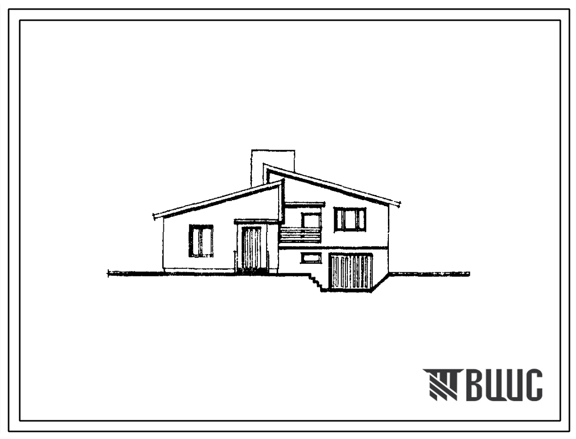 Типовой проект 184-000-350.85 Одноэтажный жилой дом с трехкомнатной квартирой типа 3Б, с гаражом с кирпичными стенами для государственного строительства в сельской местности Латвийской ССР