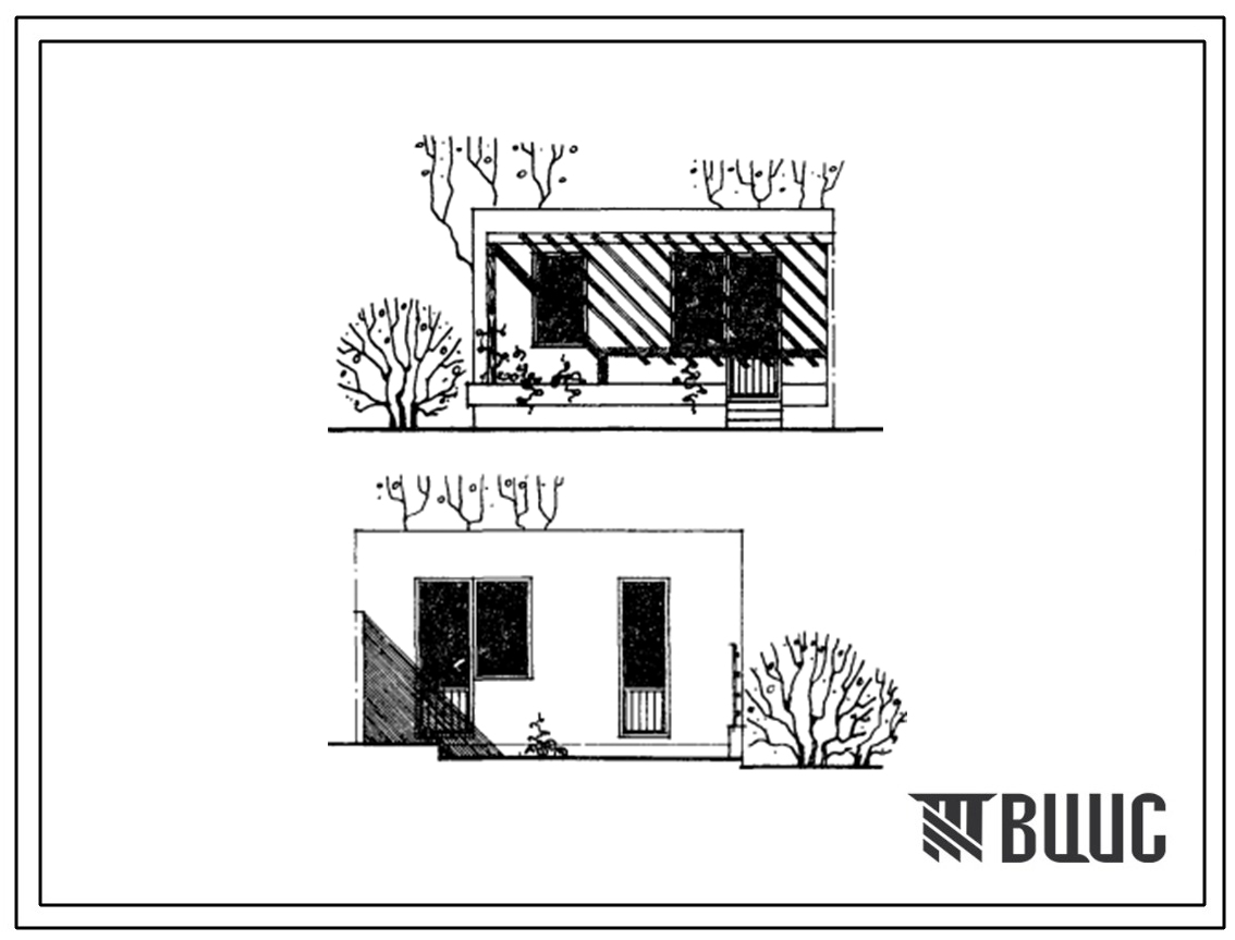 Типовой проект 185-000-282с.84 2-комнатный летний садовый домик блокированного типа. Для строительства в 3В,4Б,4В климатических подрайонах Азербайджанской ССР сейсмичностью 7 баллов.