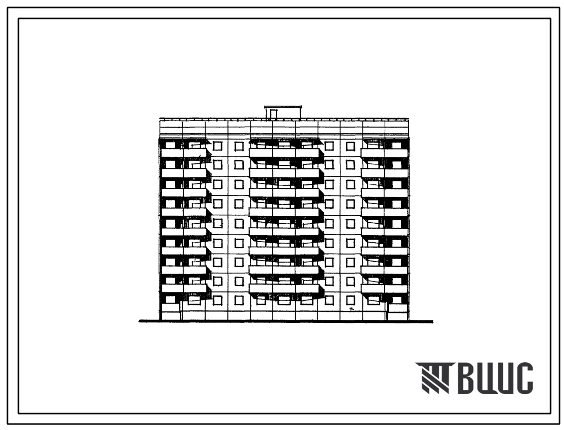 Фасады Типовой проект 94-057/1.2 9-этажная блок-секция для малосемейных на 90 квартир 1А-1А-1А-1А-1Б-1Б-1Б-1Б-1Б-1Б