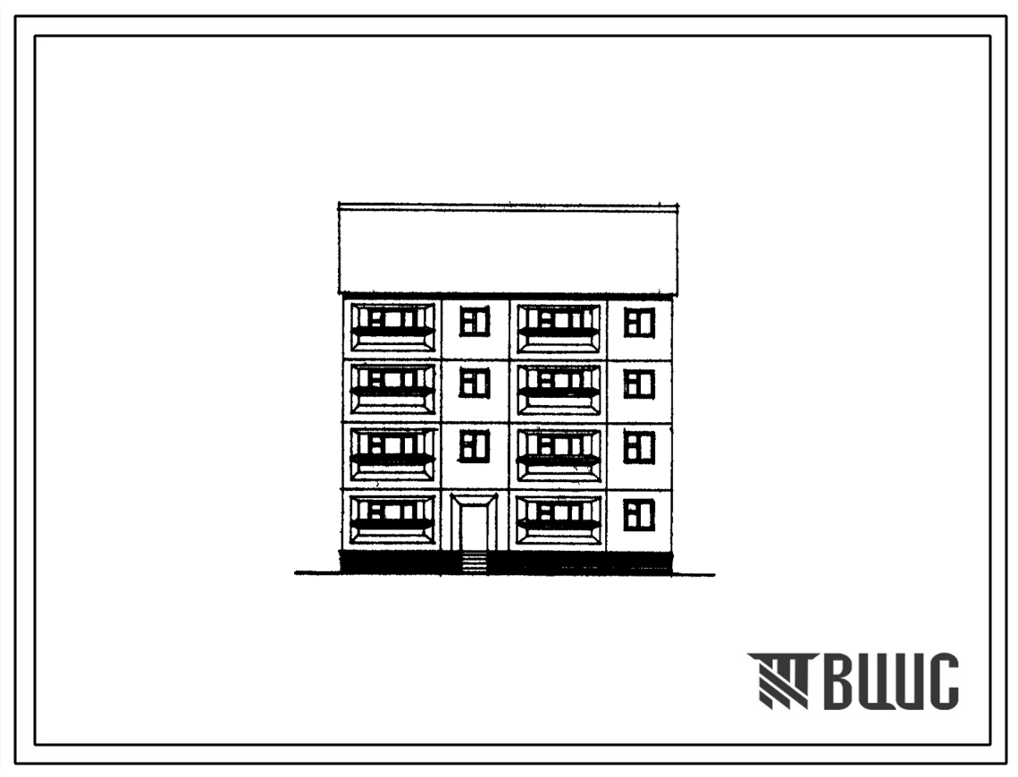 Типовой проект 97-0377с.13.89 Блок-секция 4-этажная 8-квартирная рядовая левая 2-3 для строительства в г. Ленинакане Армянской ССР