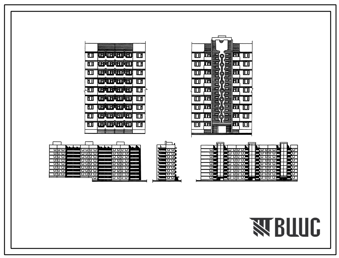 Типовой проект 152-012/1.2 9-этажная торцевая блок-секция на 36 квартир 2Б-2Б-3Б-4Б (левая)