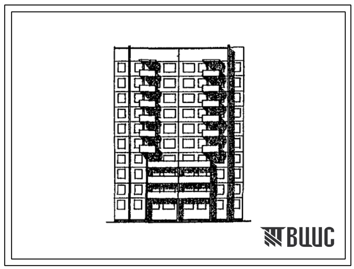 Типовой проект 141-072.13.90 10-этажная 40-квартирная блок-секция 2-2-3-3 рядовая широтной ориентации с применением монолитного бетона в цокольном и первом этажах (для строительства в РСФСР)