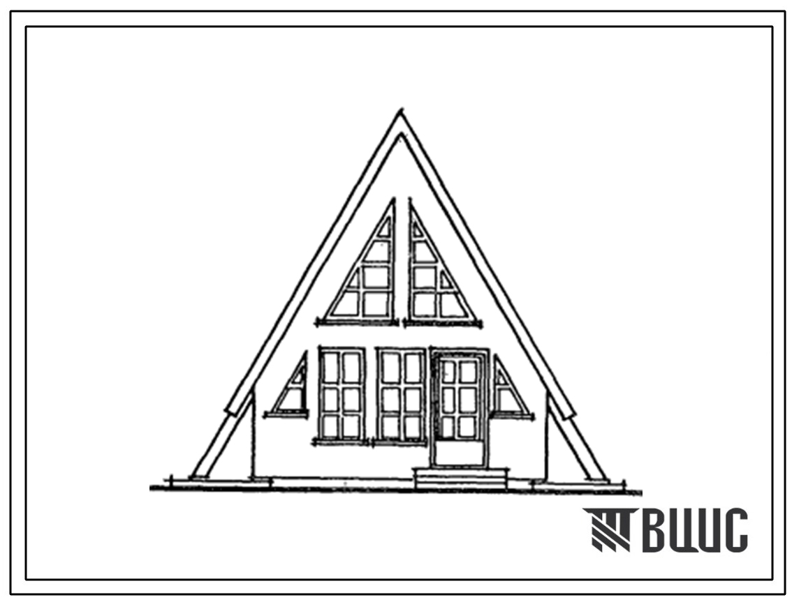 Типовой проект 181-000-400.13.86 Одноэтажный летний садовый домик с мансардой, встроенным душем и уборной панельной конструкции типа "Шалаш" (для строительства в Латвийской ССР)