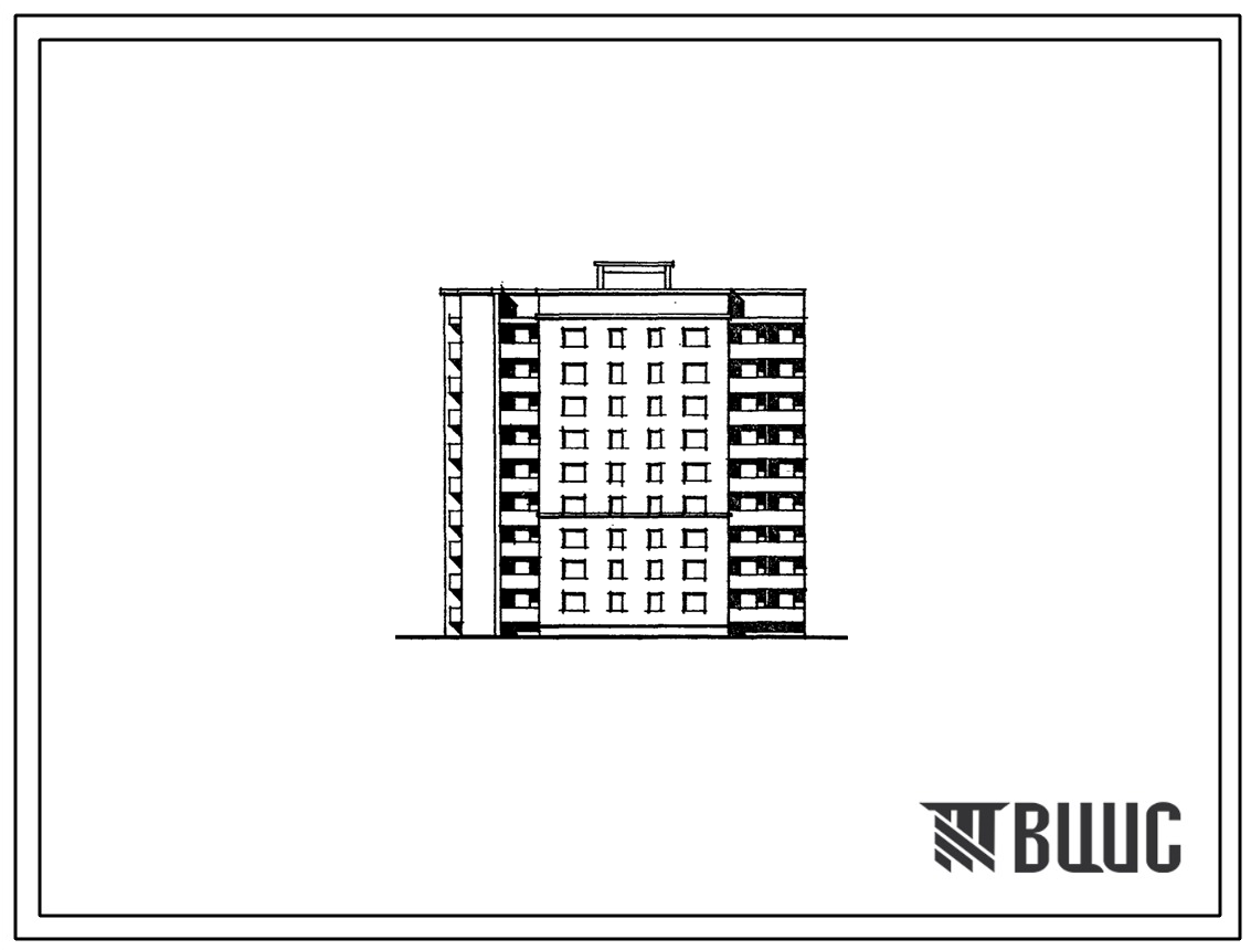 Типовой проект 89-077/1 Девятиэтажная блок-секция торцевая правая на 36 квартир (двухкомнатных 2Б-18, трехкомнатных 3Б-18). Для строительства в 3 климатическом районе во 2В климатическом подрайоне Белорусской ССР