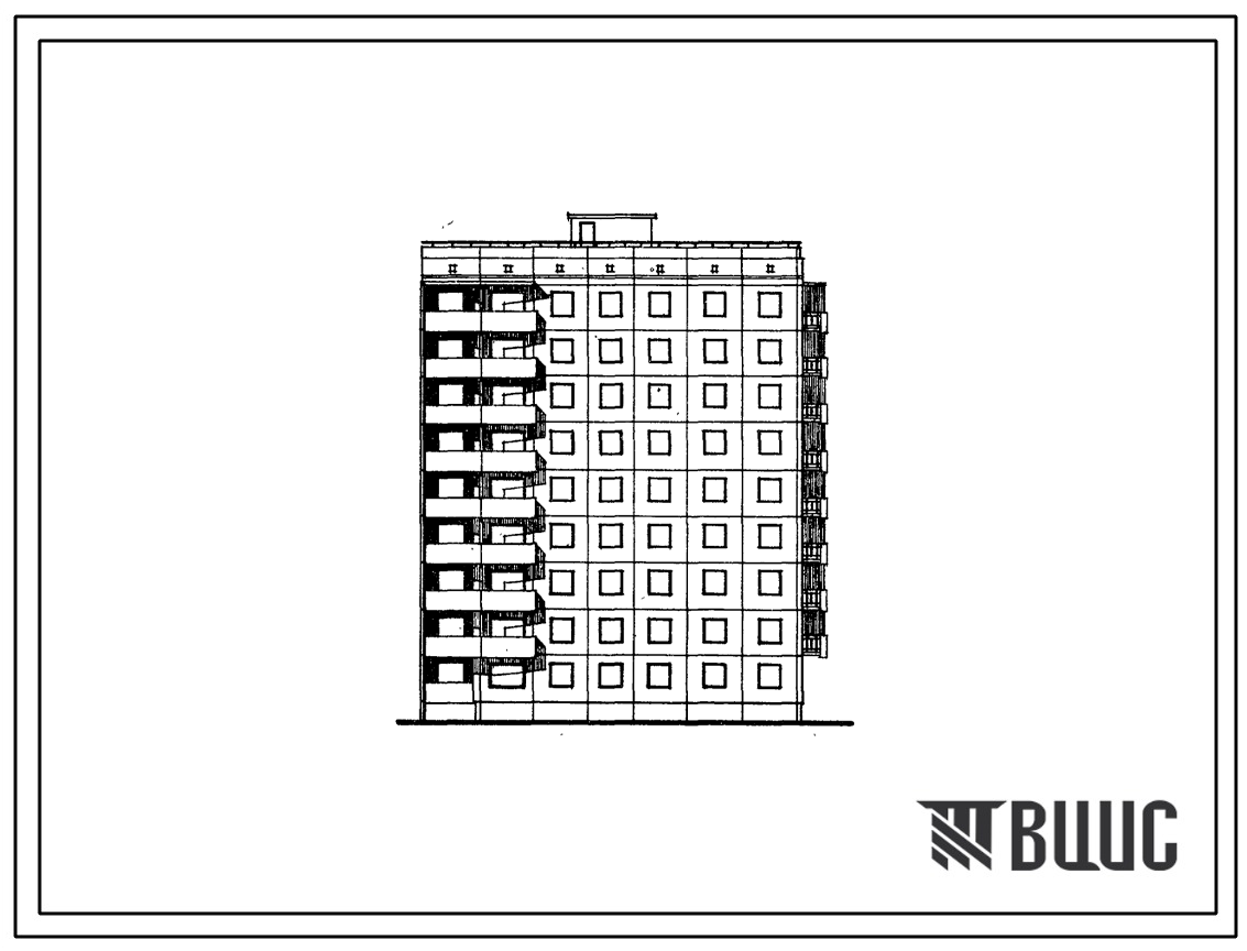 Типовой проект 94-027/1.2 Блок-секция 9-этажная 36-квартирная рядовая с торцовая, правая 2Б-2Б-2Б-3Б