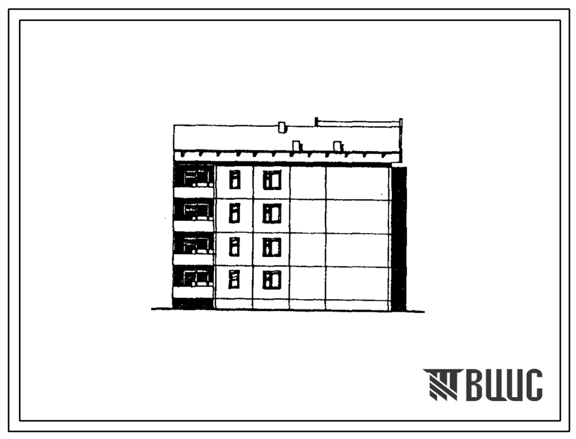 Фасады Типовой проект 96-075.85 Четырехэтажная торцевая 12-квартирная блок-секция Т-1Б-2Б-2Б /правая/