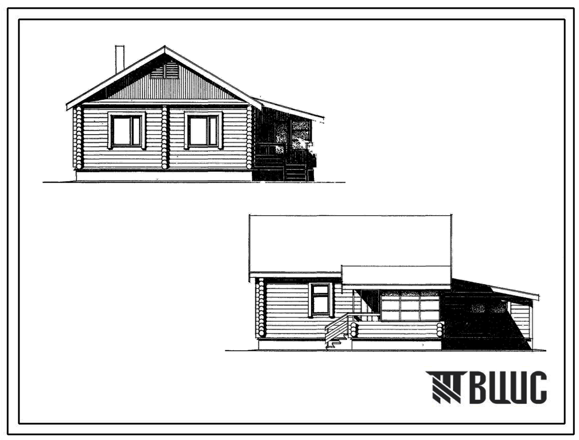 Типовой проект 186-214-8 Дом с двухкомнатной квартирой, сблокированный с хозяйственной постройкой. Общая площадь 63 м2