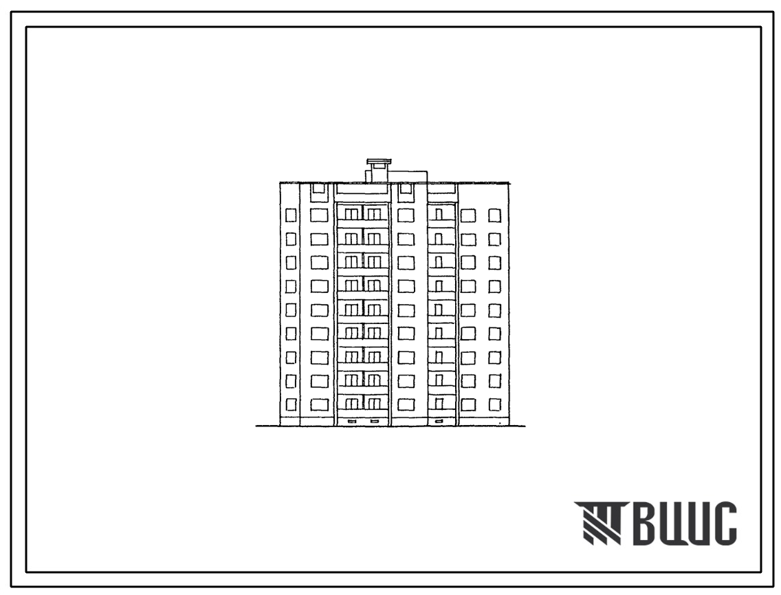 Фасады Типовой проект 87-0150.87 9-этажная рядовая /торцовая/ блок-секция на 54 квартиры для малосемейных Р/Т/ 1А-1Б-1Б-1Б-2А-2А
