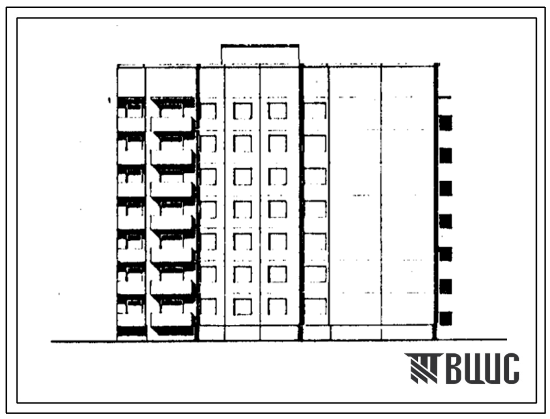 Фасады Типовой проект 90-0301.1.13.90 Блок-секция 7-этажная 28-квартирная Т-образная правая 3-3-4-4 (для строительства в г. Омске и Омской области)