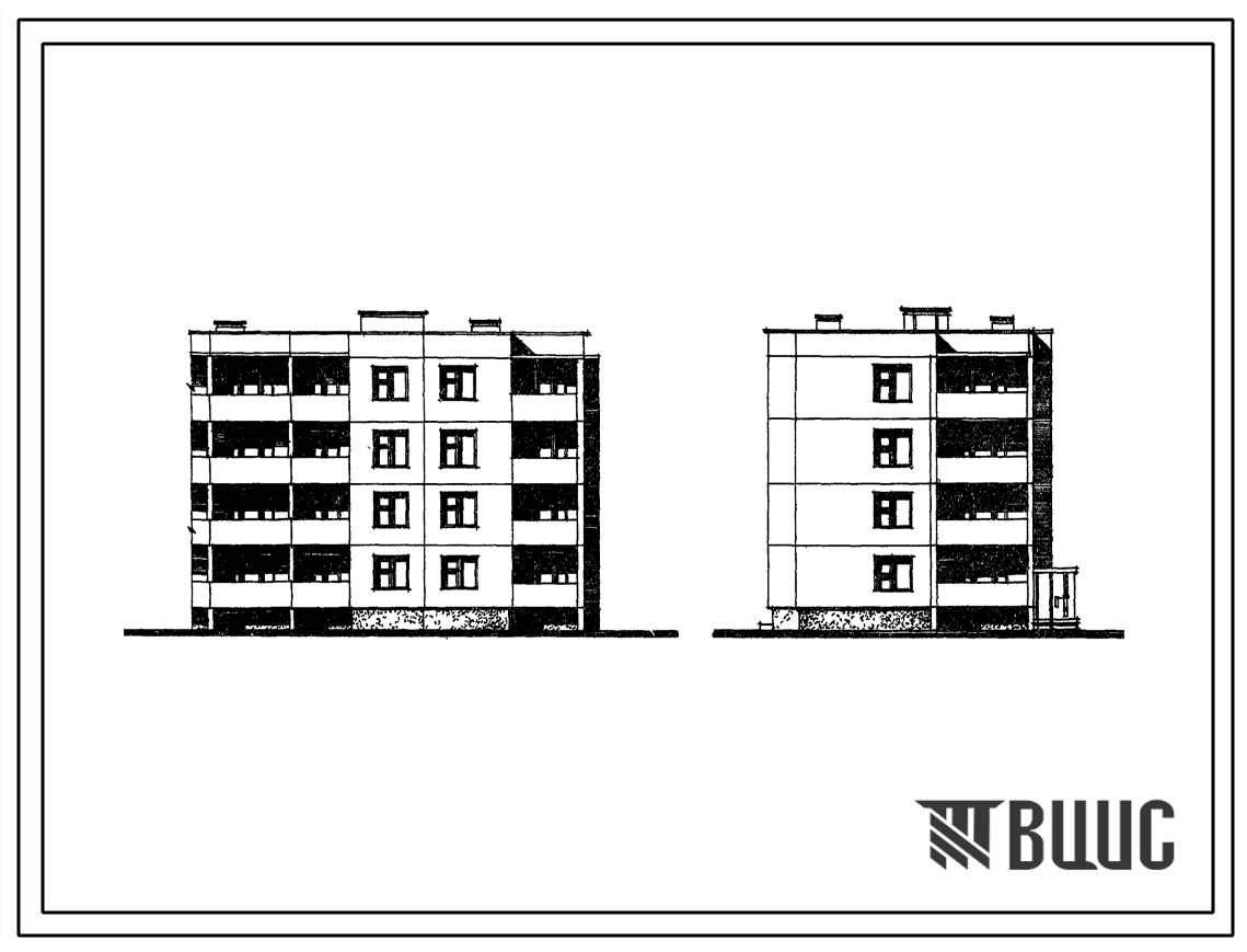 Типовой проект 210-028.2 Четырехэтажная 8-квартирная торцевая блок-секция с квартирами 3Б-4Б (правая)