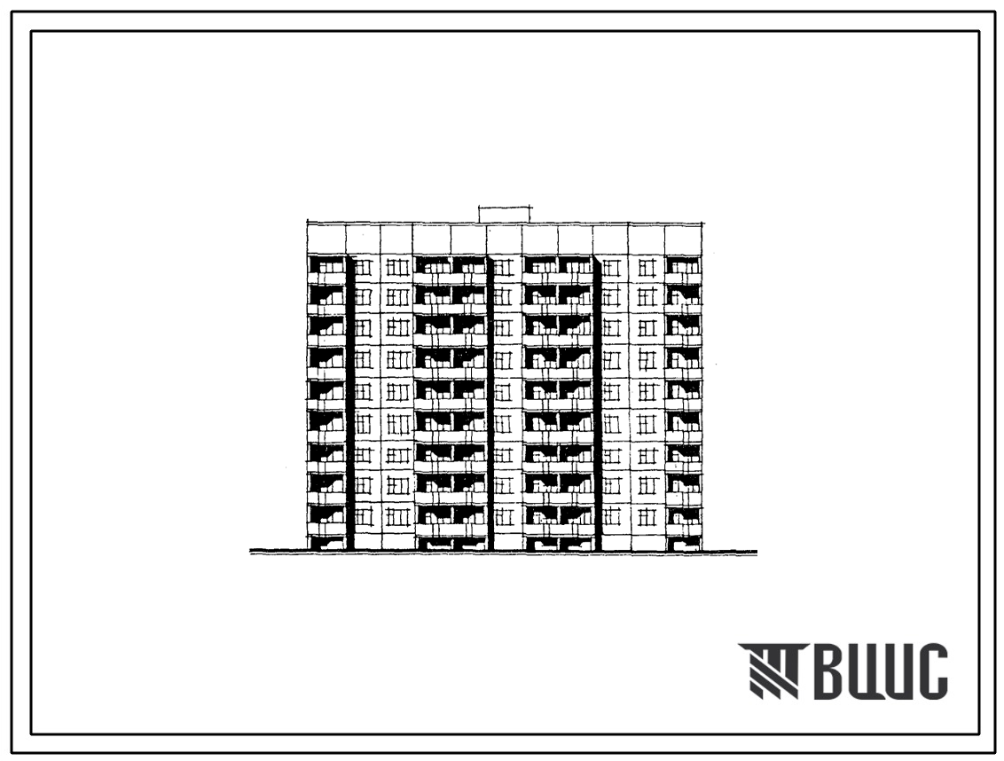 Типовой проект 121-0148.13.87 Блок-секция 9-этажная 80-квартирная для малосемейных рядовая с торцовыми окончаниями 1Б-1Б-1Б-1Б-1Б-1Б-2Б-2Б-2Б (для строительства в Костромской области)