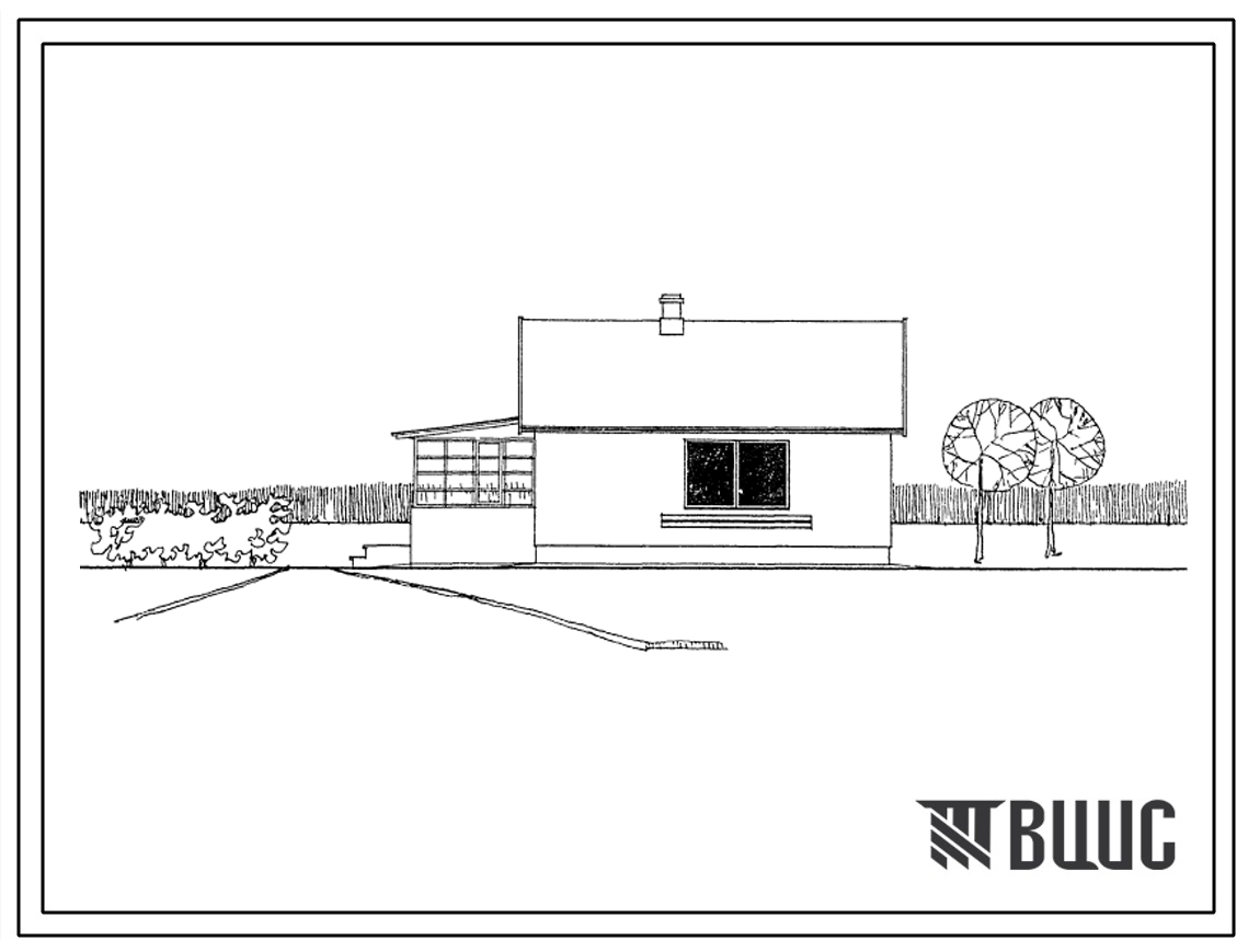 Типовой проект 185-31-30/67  Одноквартирный двухкомнатный дом со стенами из местных материалов.