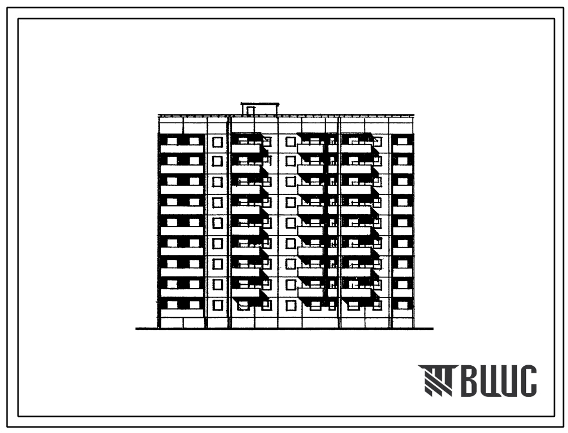 Фасады Типовой проект 94-055/1.2 9-этажная блок-секция для малосемейных на 81 квартиру, правая 1А-1А-1А-1Б-1Б-1Б-1Б-1Б-1Б