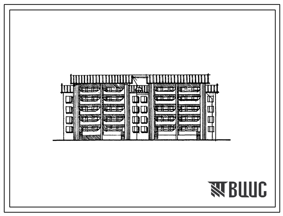 Фасады Типовой проект 86-050.92 Блок-секция 4-этажная 32-квартирная рядовая с мансардным этажом 1Б.1Б.3Б.2Б - 1Б.1Б.2Б.2Б. Стены из кирпича