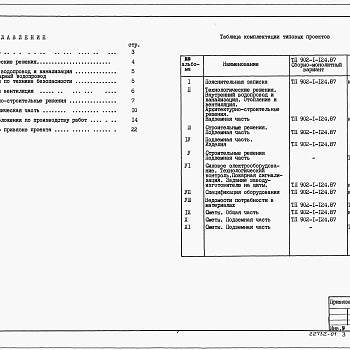 Состав фльбома. Типовой проект 902-1-124.87Альбом 1 Пояснительная записка.     