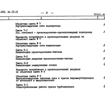 Состав фльбома. Типовой проект 903-1-206Альбом 13.21 Сметы. Генеральный план. Инженерные сети