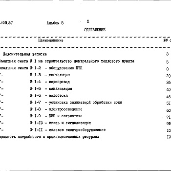 Состав фльбома. Типовой проект 903-4-110.87Альбом 5 Сметы (из т.п. 903-4-109.87)