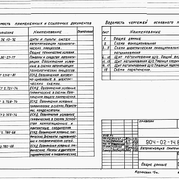 Состав фльбома. Типовой проект 904-02-14.85Альбом 2 Приточная вентиляционная камера прямоточная с одной секцией воздухонагревателя. Регулирование температуры приточного воздуха с ограничением расхода тепла на вентиляцию. Электрическая система регулирования