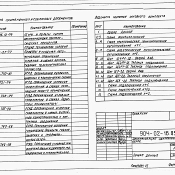 Состав фльбома. Типовой проект 904-02-16.85Альбом 16 Кондиционер с рециркуляцией, воздухонагревателем первого подогрева и тремя доводчиками. Электрическая система регулирования (КТЦ2-125...КТЦ2-250)