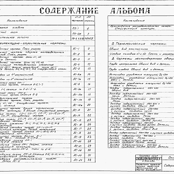 Состав фльбома. Типовой проект 902-2-21 Альбом 1 Пояснительная записка и чертежи